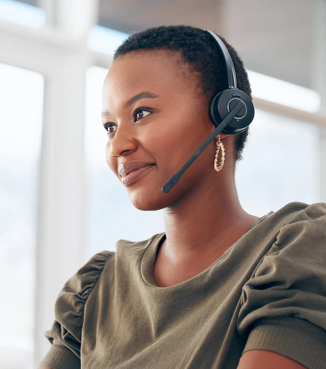 woman with headset